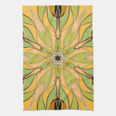 Cartoon Mandala Blume Gelb und Orange Geschirrtuch (Vertikal)