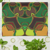 Cartoon Mandala Blume Gelb und Orange Geschirrtuch (Gefaltet)