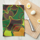 Cartoon Mandala Blume Gelb und Orange Geschirrtuch (Viertel Falte)