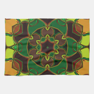 Cartoon Mandala Blume Gelb und Orange Geschirrtuch