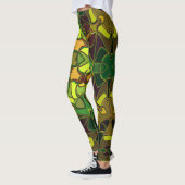 Cartoon Mandala Blume Gelb und Orange Leggings (Links)