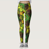 Cartoon Mandala Blume Gelb und Orange Leggings (Vorderseite)