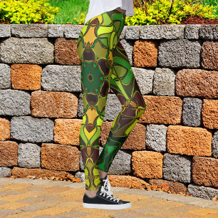 Cartoon Mandala Blume Gelb und Orange Leggings