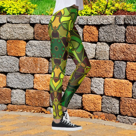 Cartoon Mandala Blume Gelb und Orange Leggings
