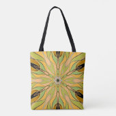 Cartoon Mandala Blume Gelb und Orange Tasche (Rückseite)