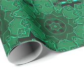 Cartoon Mandala Blume Green Geschenkpapier (Rolleneckpunkt)