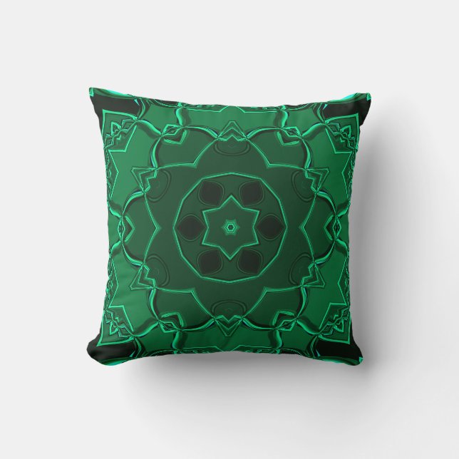 Cartoon Mandala Blume Green Kissen (Vorderseite)