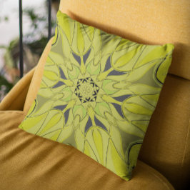 Cartoon Mandala Blume Green Kissen