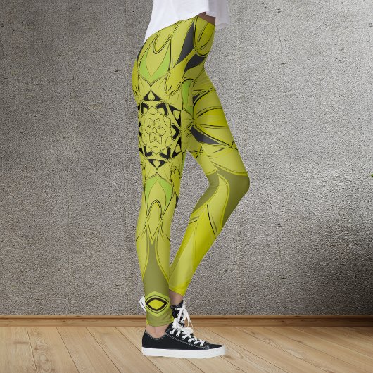 Cartoon Mandala Blume Green Leggings