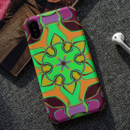Cartoon Mandala Blume Green Orange und Lila Case-Mate iPhone Hülle