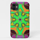Cartoon Mandala Blume Green Orange und Lila Case-Mate iPhone Hülle (Rückseite)