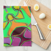 Cartoon Mandala Blume Green Orange und Lila Geschirrtuch (Viertel Falte)