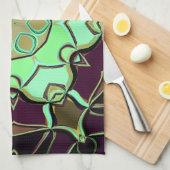 Cartoon Mandala Blume Grün Lila und Schwarz Geschirrtuch (Viertel Falte)