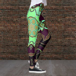 Cartoon Mandala Blume Grün Lila und Schwarz Leggings<br><div class="desc">Dieses trendige mandala Blume Design ist grün,  lila und schwarz in einem Cartoon-Stil. Trippige geometrische Visuals für den modernen Hippie oder Liebhaber lebendiger Farben!</div>