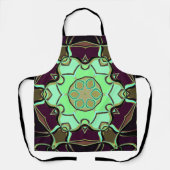 Cartoon Mandala Blume Grün Lila und Schwarz Schürze (Vorderseite)