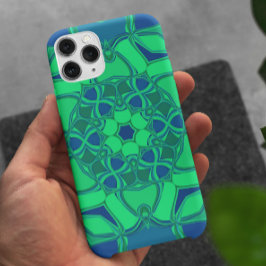 Cartoon Mandala Blume Grün und Blau Case-Mate iPhone Hülle