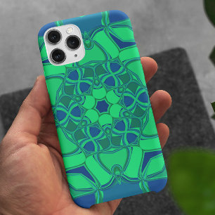 Cartoon Mandala Blume Grün und Blau Case-Mate iPhone Hülle