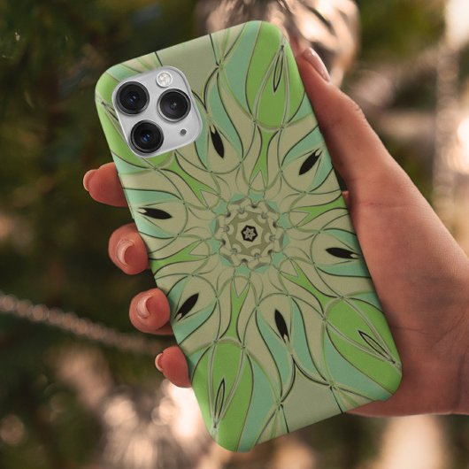 Cartoon Mandala Blume Grün und Blau Case-Mate iPhone Hülle
