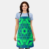 Cartoon Mandala Blume Grün und Blau Schürze (Getragen)