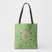 Cartoon Mandala Blume Grün und Blau Tasche (Vorderseite)