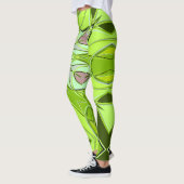 Cartoon Mandala Blume Grün und Rosa Leggings (Links)