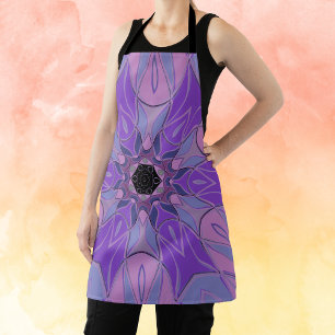 Cartoon Mandala Blume Lila Rosa und Blau Schürze