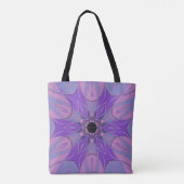 Cartoon Mandala Blume Lila Rosa und Blau Tasche (Rückseite)