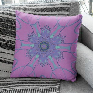Cartoon Mandala Blume Lila und blau Kissen