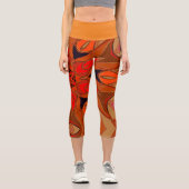 Cartoon Mandala Blume Orange Capri Leggings (Vorderseite)
