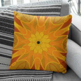 Cartoon Mandala Blume Orange Gelb und Rot Kissen