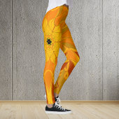 Cartoon Mandala Blume Orange Gelb und Rot Leggings