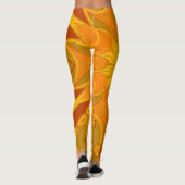 Cartoon Mandala Blume Orange Gelb und Rot Leggings (Rückseite)
