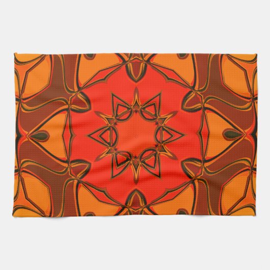 Cartoon Mandala Blume Orange Geschirrtuch (Horizontal)