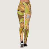 Cartoon Mandala Blume Orange Green und Blue Leggings (Rückseite)