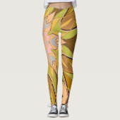 Cartoon Mandala Blume Orange Green und Blue Leggings (Vorderseite)