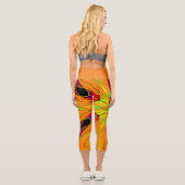 Cartoon Mandala Blume Orange Green und Red Capri Leggings (Rückseite)