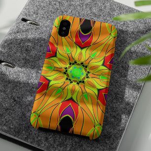Cartoon Mandala Blume Orange Green und Red Case-Mate iPhone Hülle