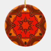 Cartoon Mandala Blume Orange Keramik Ornament (Hinten)