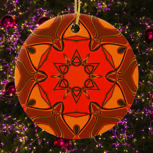 Cartoon Mandala Blume Orange Keramik Ornament