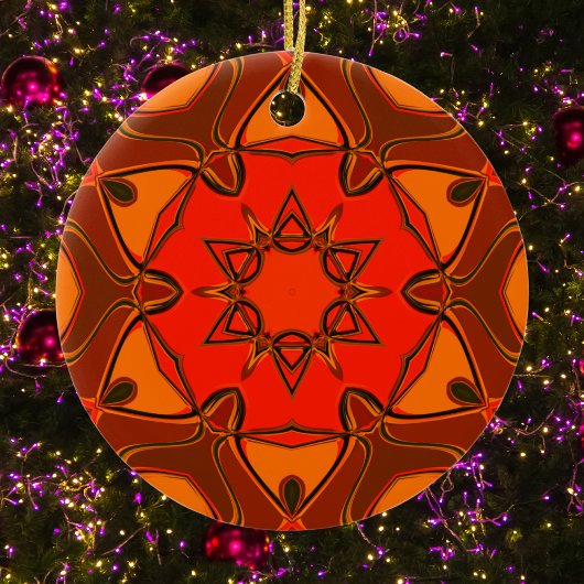 Cartoon Mandala Blume Orange Keramik Ornament