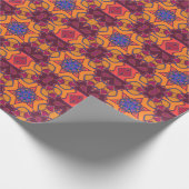 Cartoon Mandala Blume Orange Lila und blau Geschenkpapier (Ecke)