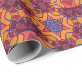 Cartoon Mandala Blume Orange Lila und blau Geschenkpapier (Rolleneckpunkt)