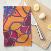 Cartoon Mandala Blume Orange Lila und blau Geschirrtuch (Viertel Falte)