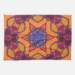 Cartoon Mandala Blume Orange Lila und blau Geschirrtuch