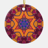 Cartoon Mandala Blume Orange Lila und blau Keramik Ornament (Vorne)