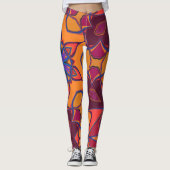 Cartoon Mandala Blume Orange Lila und blau Leggings (Vorderseite)