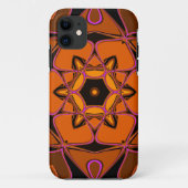 Cartoon Mandala Blume Orange Pink und Black Case-Mate iPhone Hülle (Rückseite)
