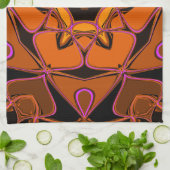 Cartoon Mandala Blume Orange Pink und Black Geschirrtuch (Gefaltet)