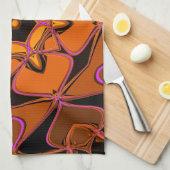 Cartoon Mandala Blume Orange Pink und Black Geschirrtuch (Viertel Falte)