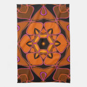 Cartoon Mandala Blume Orange Pink und Black Geschirrtuch (Vertikal)